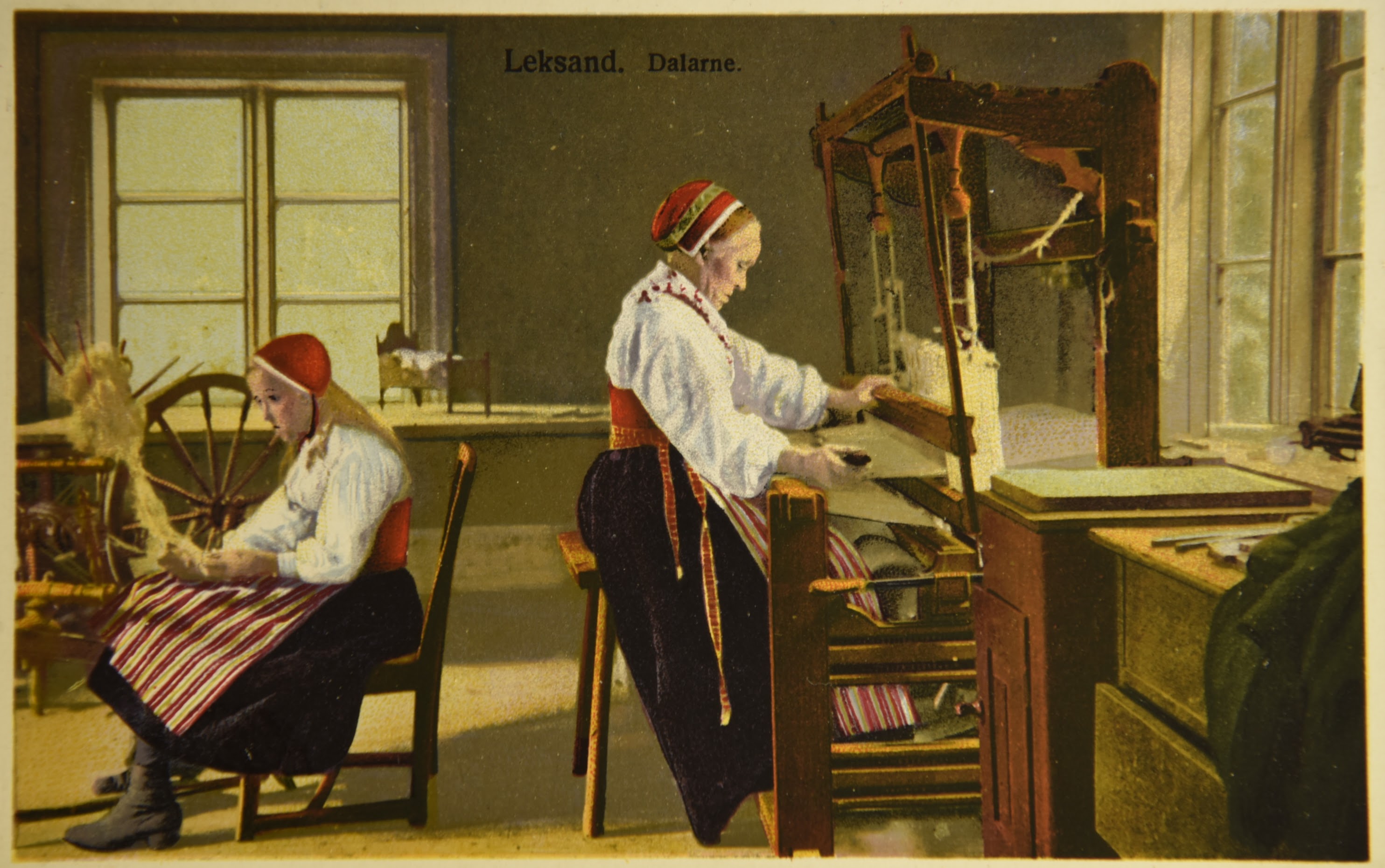 Sweden Leksand Dalarne Women Weaving